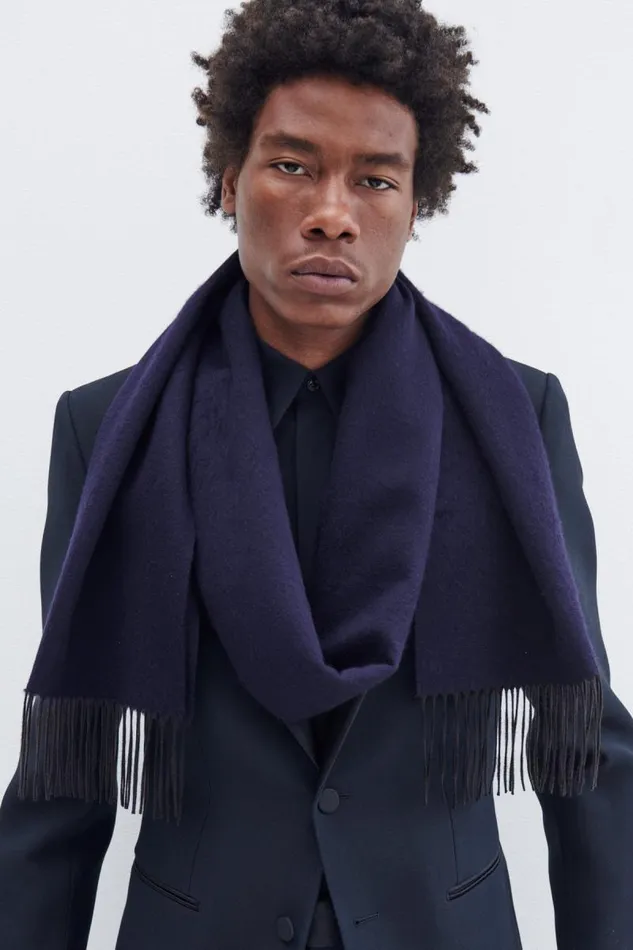Gabriela Hearst Scarves and Gloves Women Blaine Scarf In Dark Navy Silk Cashmere