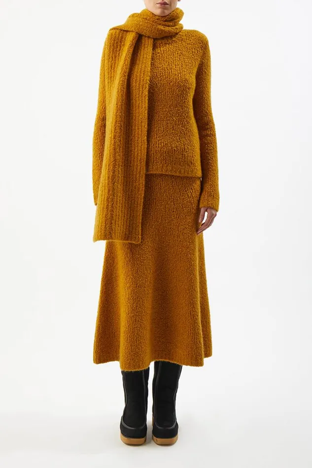 Gabriela Hearst Scarves and Gloves Women Ruben Knit Scarf In Saffron Cashmere Boucle