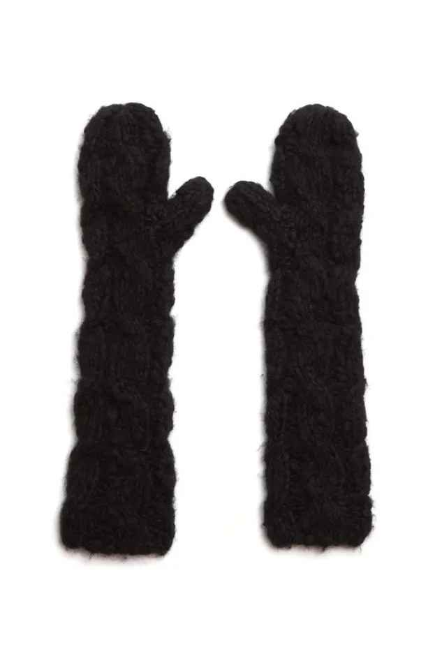 Gabriela Hearst Scarves and Gloves Women Scarlett Knit Mittens In Black Welfat Cashmere Gabriela Hearst Scarves and Gloves Women Scarlett Knit Mittens In Black Welfat Cashmere