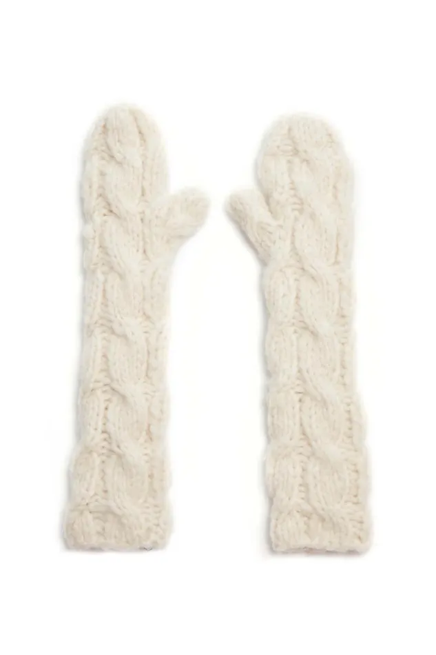 Gabriela Hearst Scarves and Gloves Women Scarlett Knit Mittens In Ivory Welfat Cashmere Gabriela Hearst Scarves and Gloves Women Scarlett Knit Mittens In Ivory Welfat Cashmere