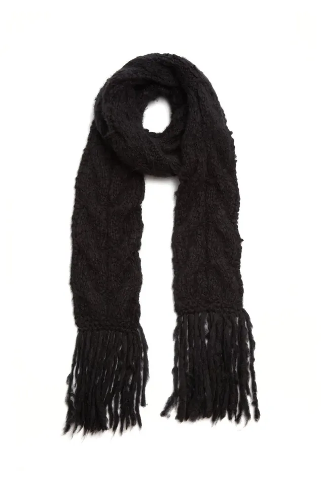 Gabriela Hearst Scarves and Gloves Women Serena Knit Scarf In Black Welfat Cashmere Gabriela Hearst Scarves and Gloves Women Serena Knit Scarf In Black Welfat Cashmere