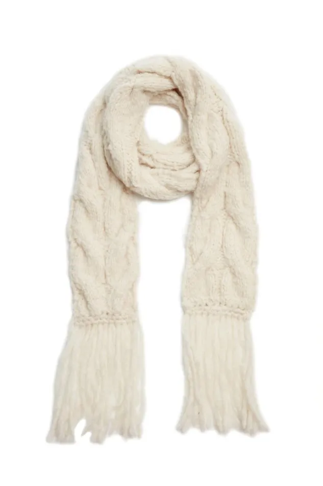 Gabriela Hearst Scarves and Gloves Women Serena Knit Scarf In Ivory Welfat Cashmere Gabriela Hearst Scarves and Gloves Women Serena Knit Scarf In Ivory Welfat Cashmere
