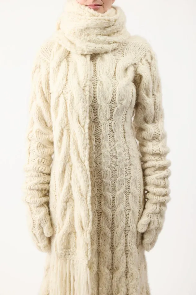 Gabriela Hearst Scarves and Gloves Women Serena Knit Scarf In Ivory Welfat Cashmere