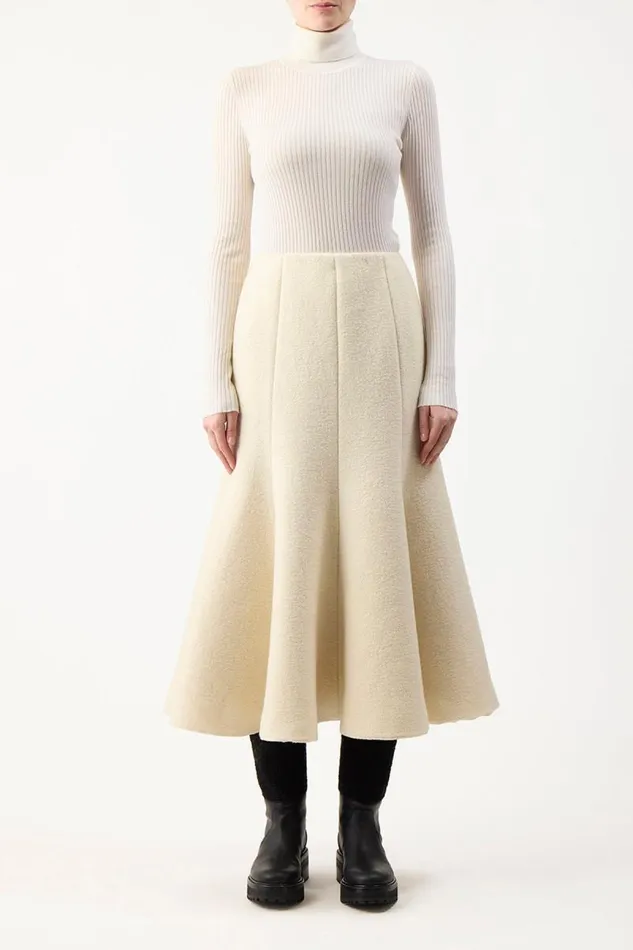 Gabriela Hearst Skirts Women Amy Skirt In Ivory DoubleFace Recycled Cashmere Felt