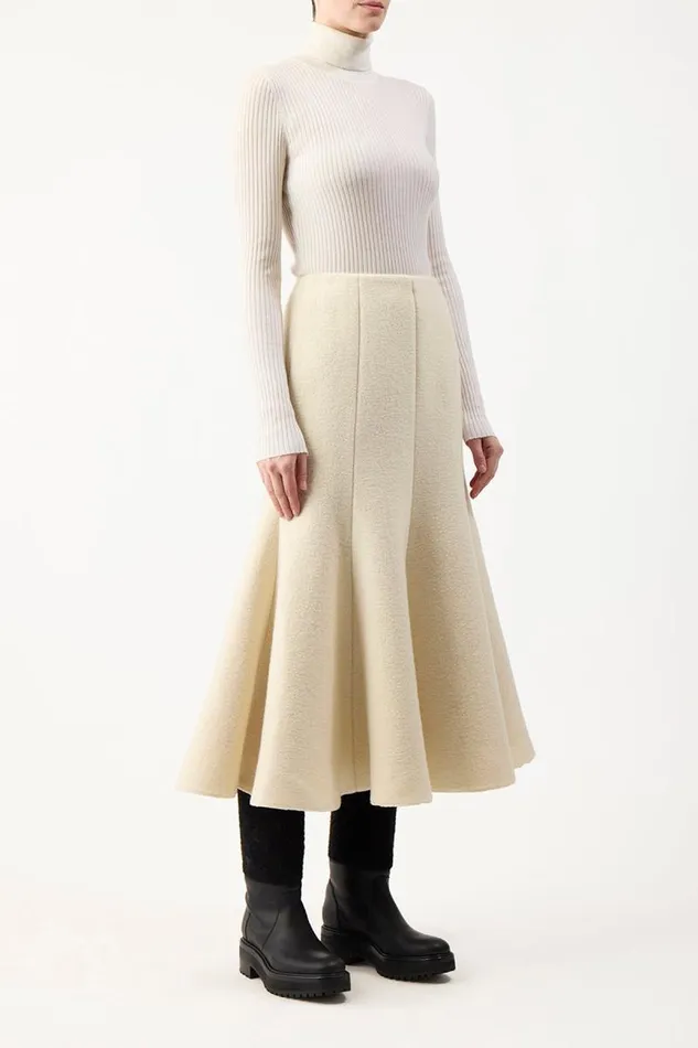 Gabriela Hearst Skirts Women Amy Skirt In Ivory DoubleFace Recycled Cashmere Felt