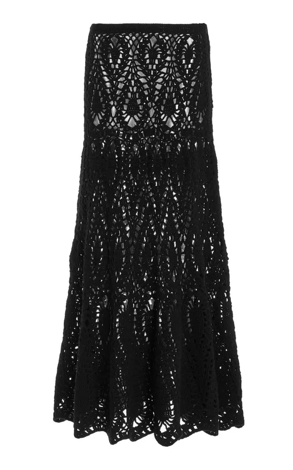 Gabriela Hearst Skirts Women Cleo Crochet Skirt In Black Wool Cashmere