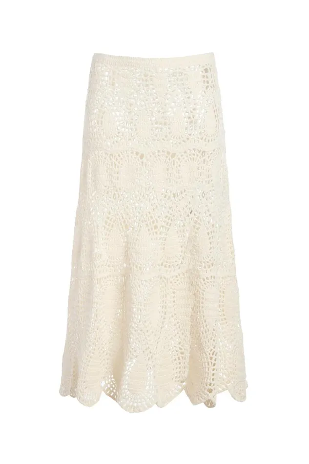 Gabriela Hearst Skirts Women Cleo Crochet Skirt In Ivory Wool Cashmere