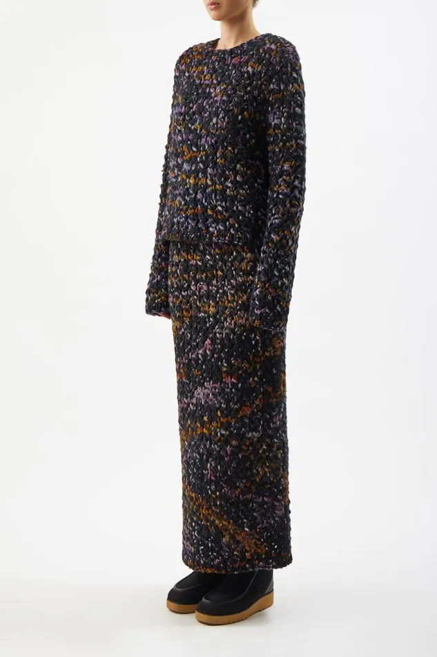 Gabriela Hearst Skirts Women Collin Knit Skirt In Space Dye Black Multi Welfat Cashmere