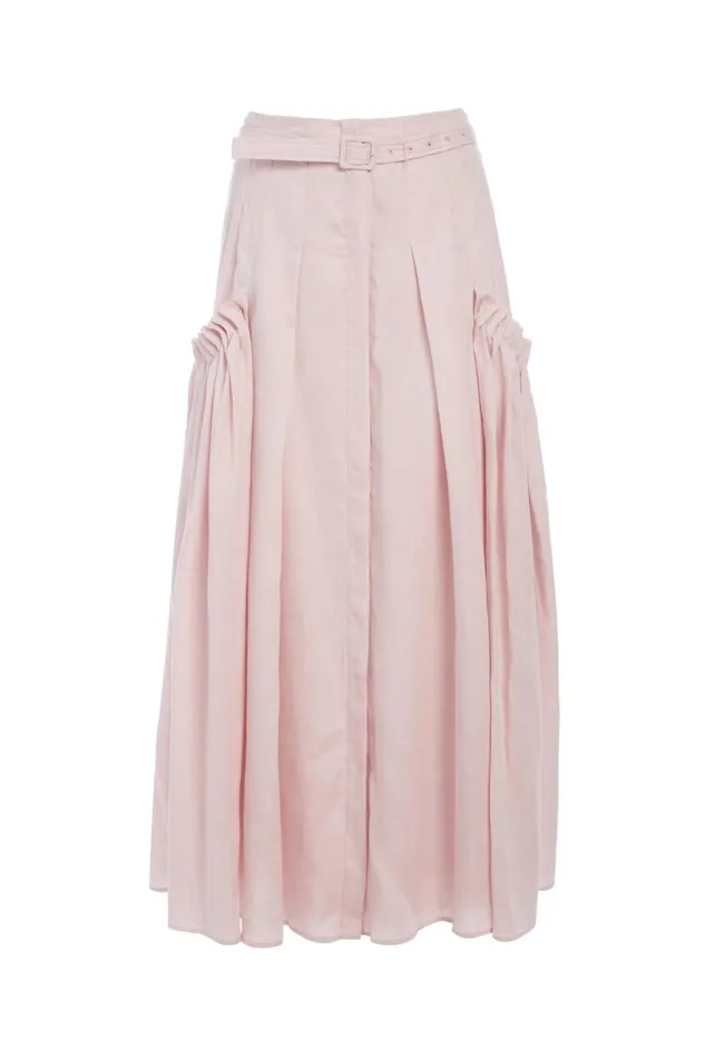 Gabriela Hearst Skirts Women Cyrielle Pleated Skirt In Blush Aloe Linen