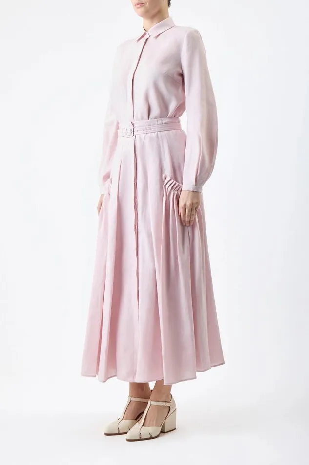 Gabriela Hearst Skirts Women Cyrielle Pleated Skirt In Blush Aloe Linen