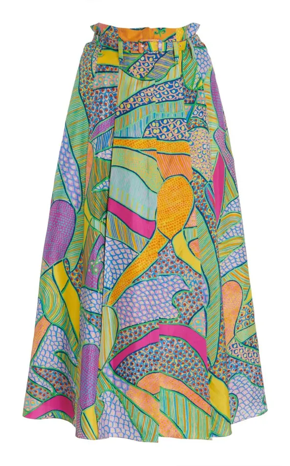 Gabriela Hearst Skirts Women Dugald Pleated Skirt In Green Multi Printed Silk Twill Gabriela Hearst Skirts Women Dugald Pleated Skirt In Green Multi Printed Silk Twill