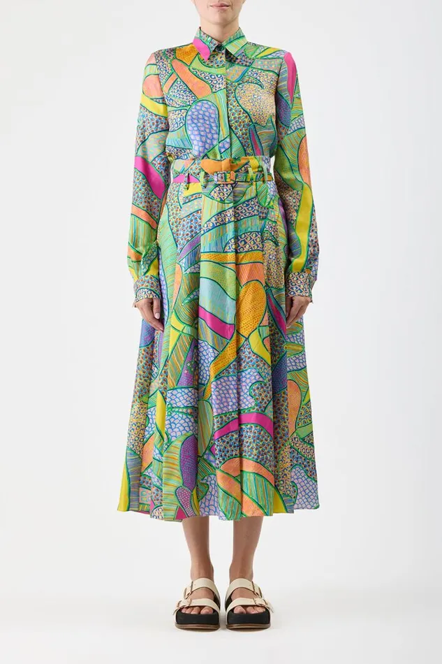 Gabriela Hearst Skirts Women Dugald Pleated Skirt In Green Multi Printed Silk Twill