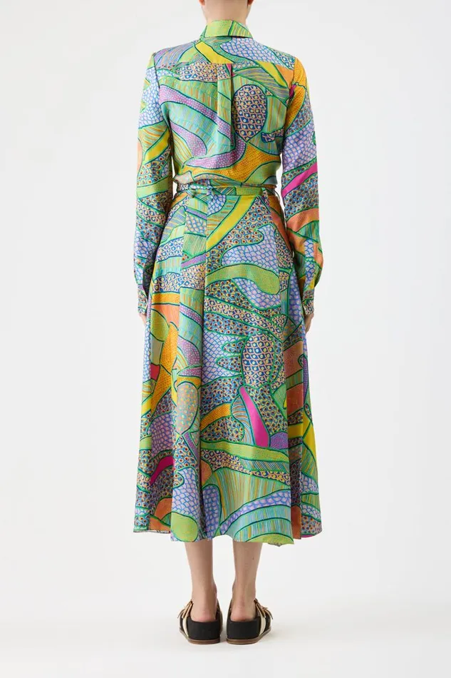 Gabriela Hearst Skirts Women Dugald Pleated Skirt In Green Multi Printed Silk Twill