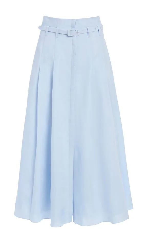 Gabriela Hearst Skirts Women Dugald Pleated Skirt In Light Blue Aloe Linen
