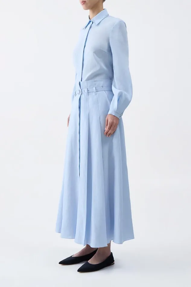 Gabriela Hearst Skirts Women Dugald Pleated Skirt In Light Blue Aloe Linen