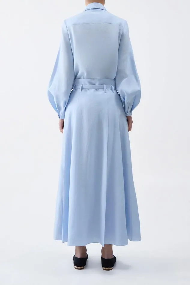 Gabriela Hearst Skirts Women Dugald Pleated Skirt In Light Blue Aloe Linen