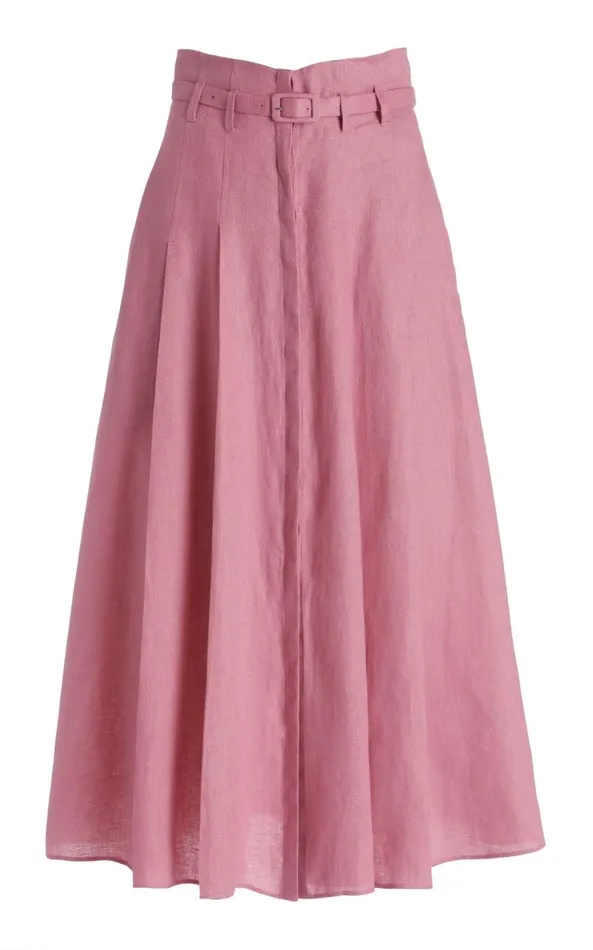 Gabriela Hearst Skirts Women Dugald Pleated Skirt In Rose Quartz Linen