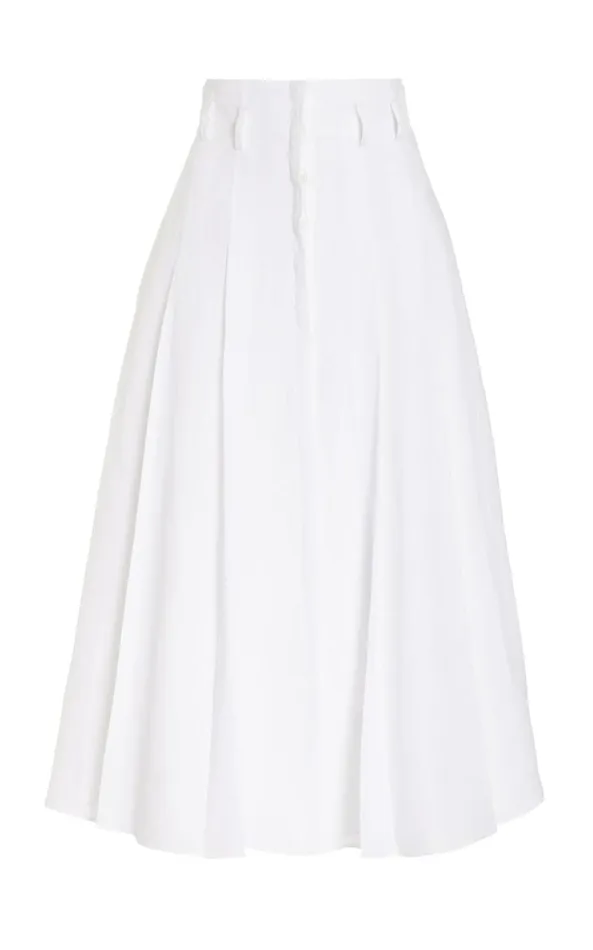 Gabriela Hearst Skirts Women Dugald Pleated Skirt In White Aloe Linen