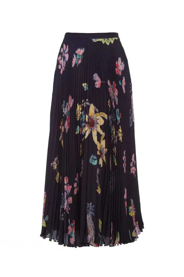 Gabriela Hearst Skirts Women Eames Corrugated Skirt In Dark Navy Multi Printed Silk Georgette Gabriela Hearst Skirts Women Eames Corrugated Skirt In Dark Navy Multi Printed Silk Georgette