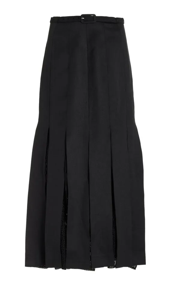 Gabriela Hearst Skirts Women Edith Pleated Skirt In Black Textured Linen