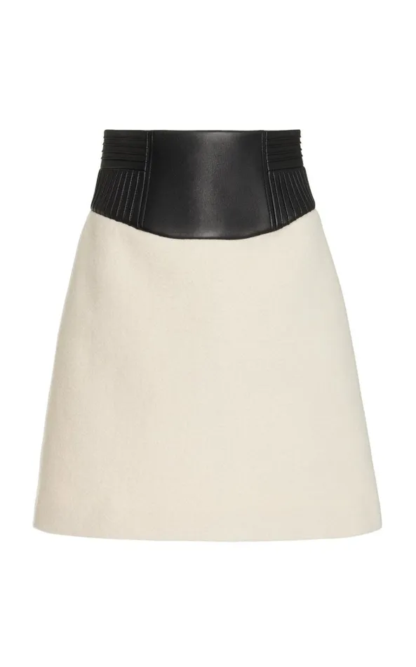 Gabriela Hearst Skirts Women Felix Skirt In Ivory DoubleFace Recycled Cashmere Felt With Nappa Leather Waistband Gabriela Hearst Skirts Women Felix Skirt In Ivory DoubleFace Recycled Cashmere Felt With Nappa Leather Waistband