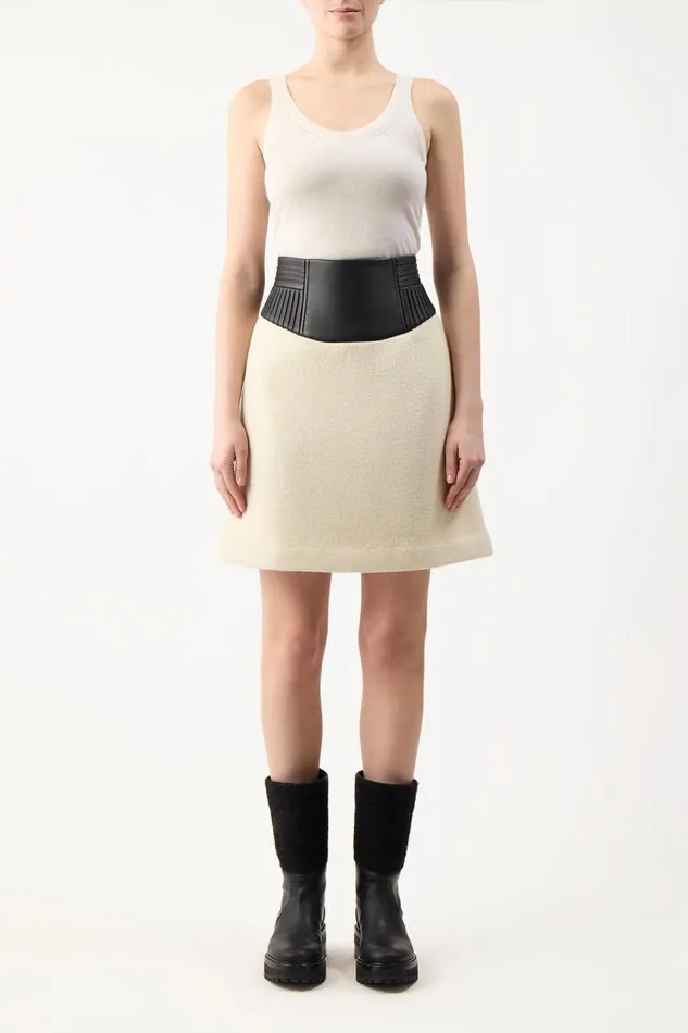 Gabriela Hearst Skirts Women Felix Skirt In Ivory DoubleFace Recycled Cashmere Felt With Nappa Leather Waistband