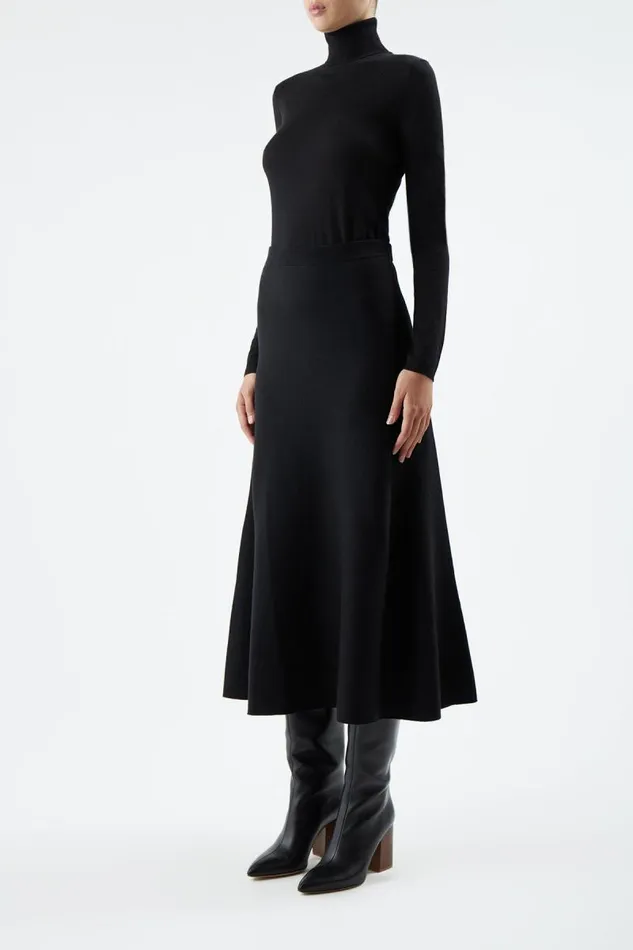 Gabriela Hearst Skirts Women Freddie Knit Skirt In Black Merino Wool Cashmere