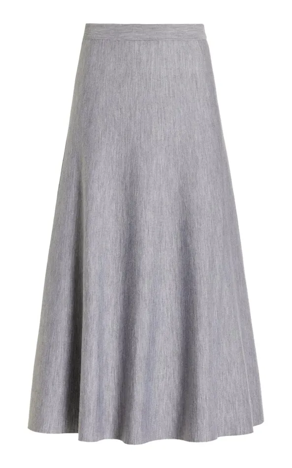 Gabriela Hearst Skirts Women Freddie Knit Skirt In Heather Grey Merino Wool Cashmere Gabriela Hearst Skirts Women Freddie Knit Skirt In Heather Grey Merino Wool Cashmere
