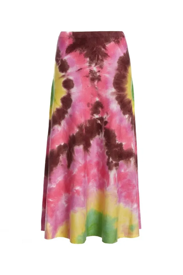 Gabriela Hearst Skirts Women Olive Knit Skirt In Multi Tie Dye Cashmere