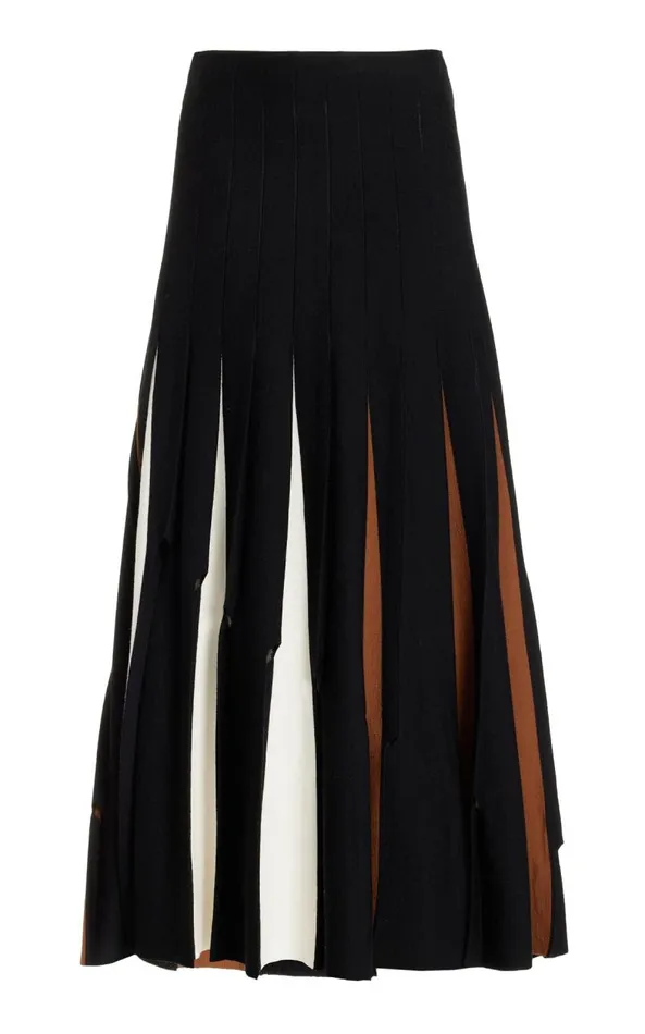 Gabriela Hearst Skirts Women Olya Pleated Knit Skirt In Black Multi Merino Wool Gabriela Hearst Skirts Women Olya Pleated Knit Skirt In Black Multi Merino Wool