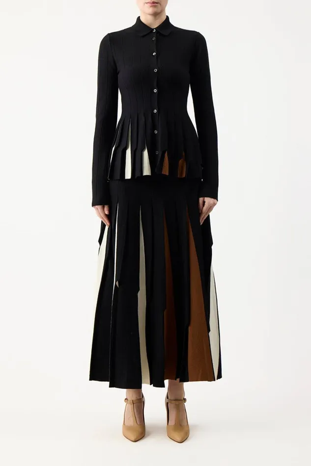 Gabriela Hearst Skirts Women Olya Pleated Knit Skirt In Black Multi Merino Wool