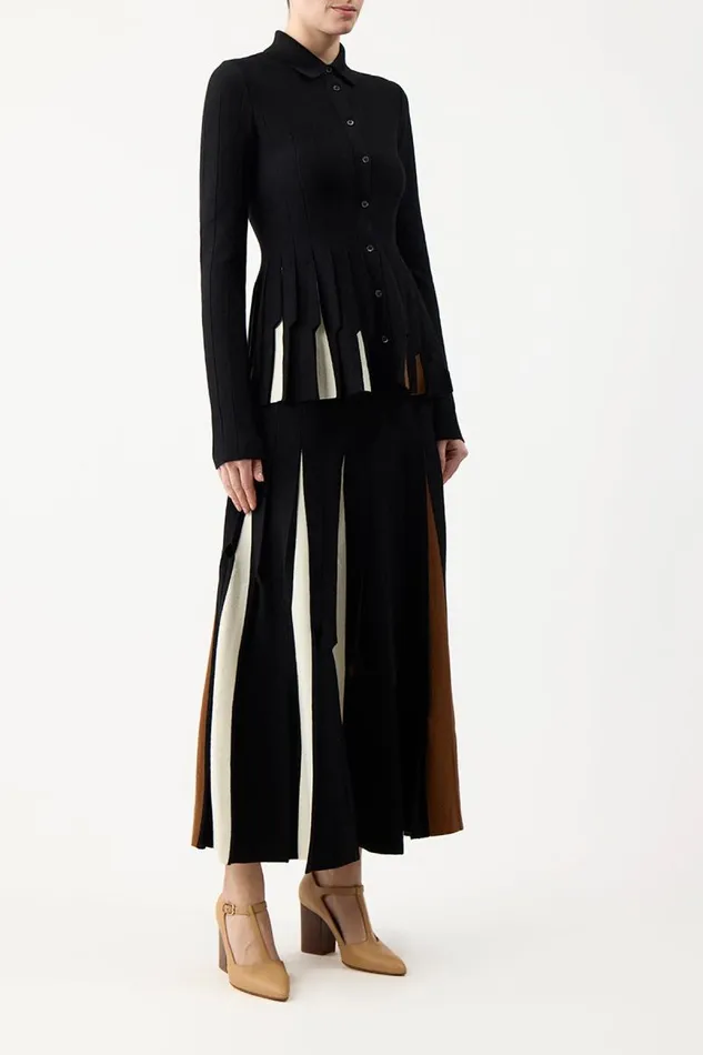 Gabriela Hearst Skirts Women Olya Pleated Knit Skirt In Black Multi Merino Wool