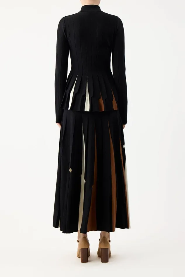 Gabriela Hearst Skirts Women Olya Pleated Knit Skirt In Black Multi Merino Wool