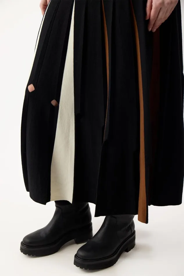 Gabriela Hearst Skirts Women Olya Pleated Knit Skirt In Black Multi Merino Wool