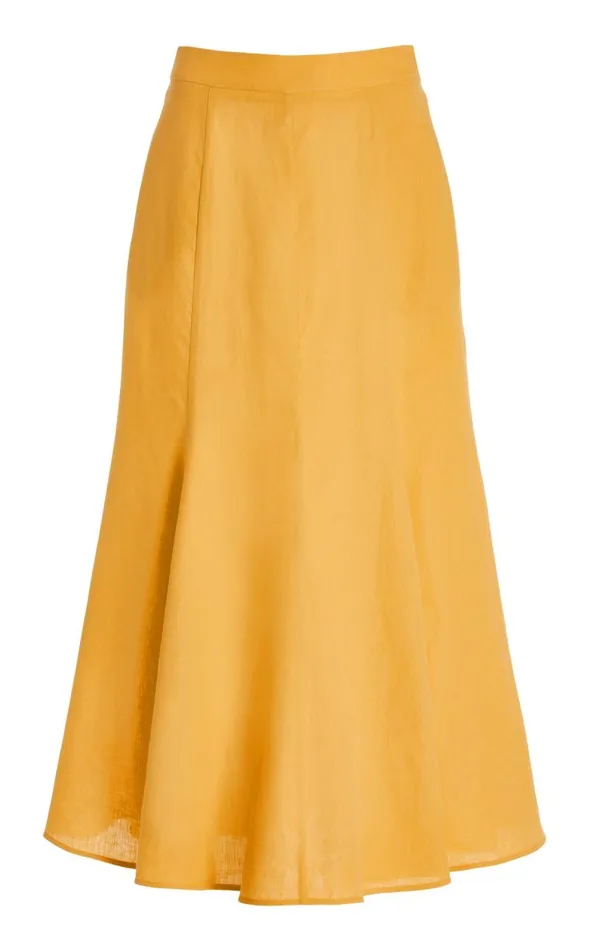 Gabriela Hearst Skirts Women Tate Skirt In Fluorescent Orange Aloe Linen
