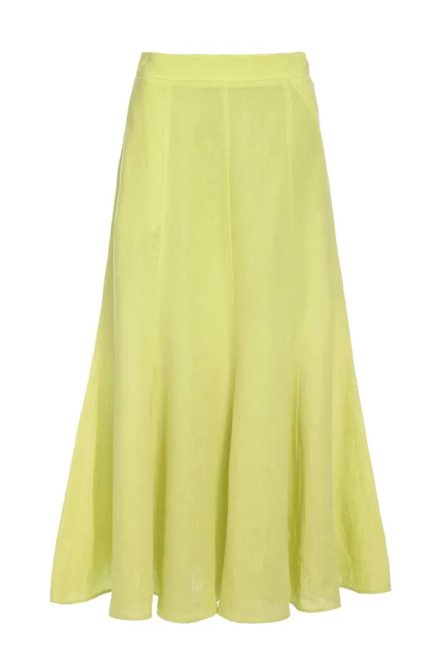 Gabriela Hearst Skirts Women Tate Skirt In Fluorescent Yellow Aloe Linen