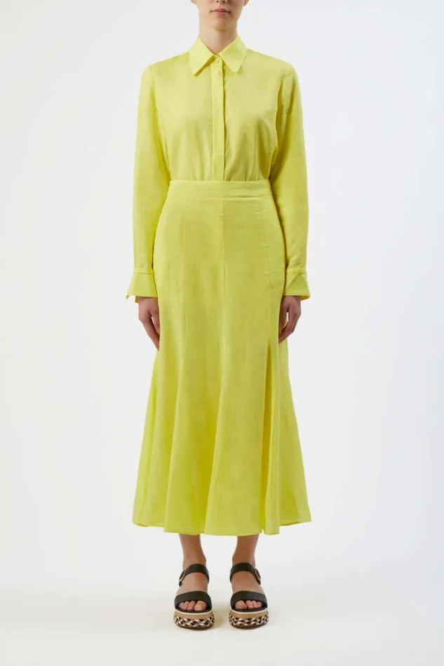 Gabriela Hearst Skirts Women Tate Skirt In Fluorescent Yellow Aloe Linen