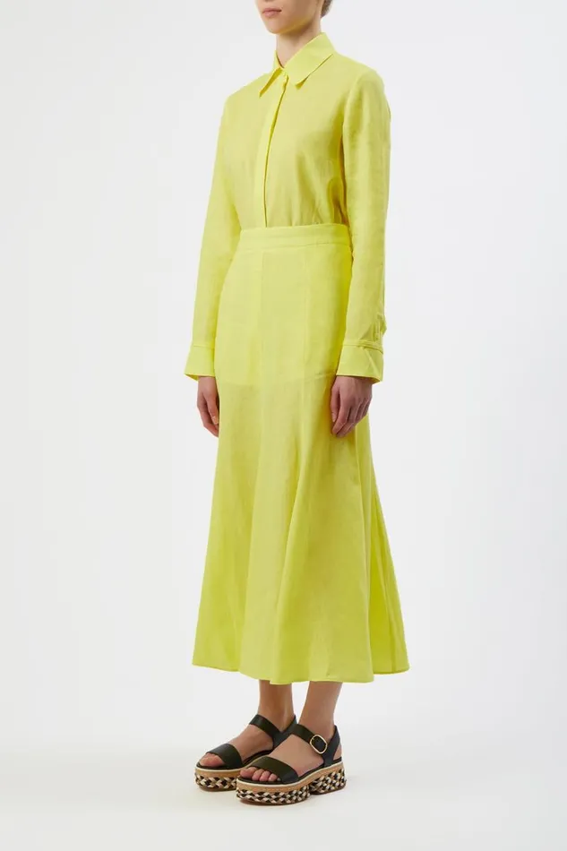 Gabriela Hearst Skirts Women Tate Skirt In Fluorescent Yellow Aloe Linen