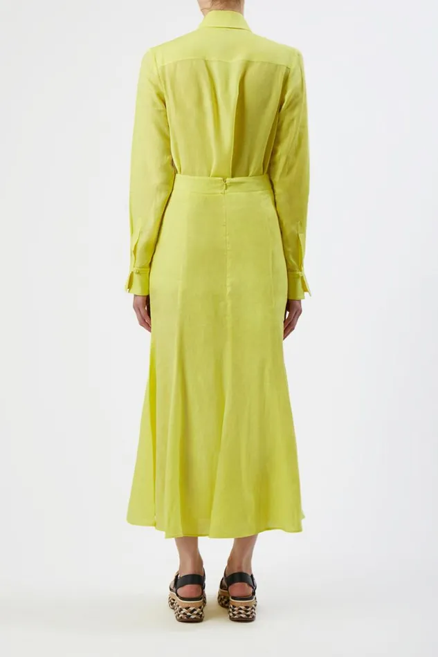Gabriela Hearst Skirts Women Tate Skirt In Fluorescent Yellow Aloe Linen