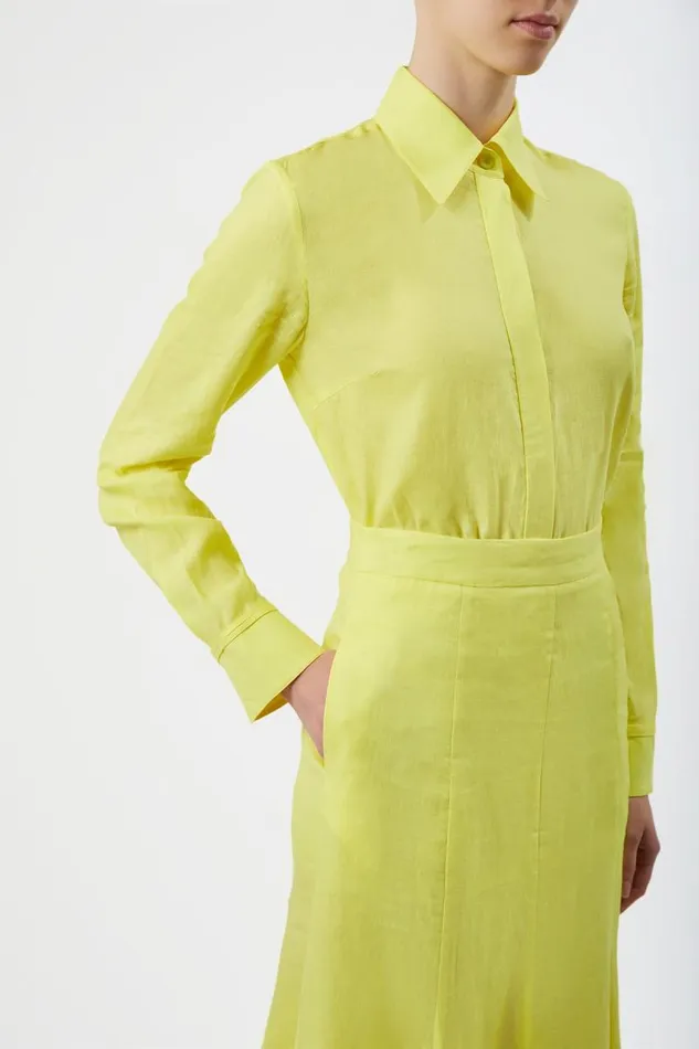 Gabriela Hearst Skirts Women Tate Skirt In Fluorescent Yellow Aloe Linen
