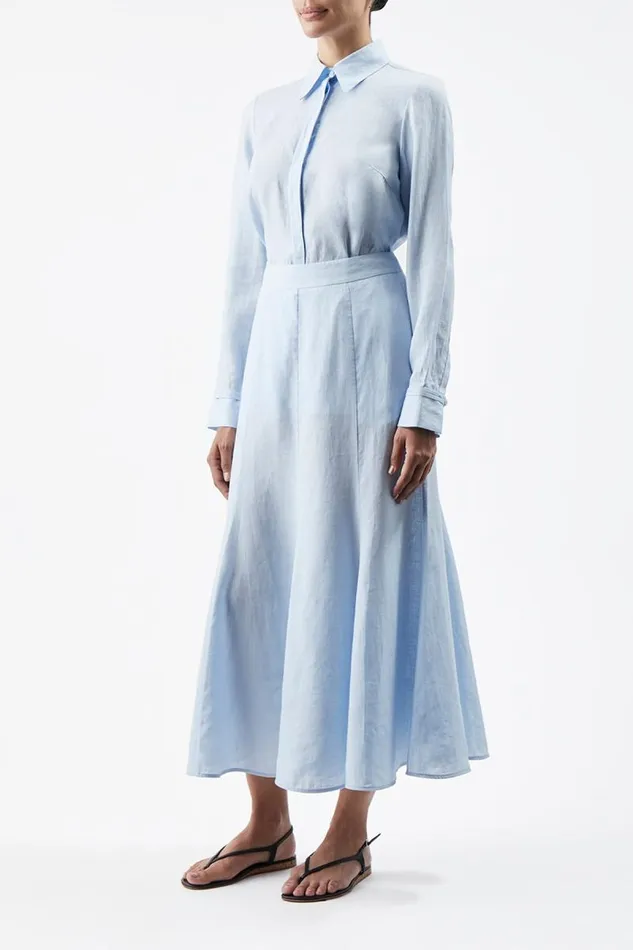 Gabriela Hearst Skirts Women Tate Skirt In Light Blue Aloe Linen