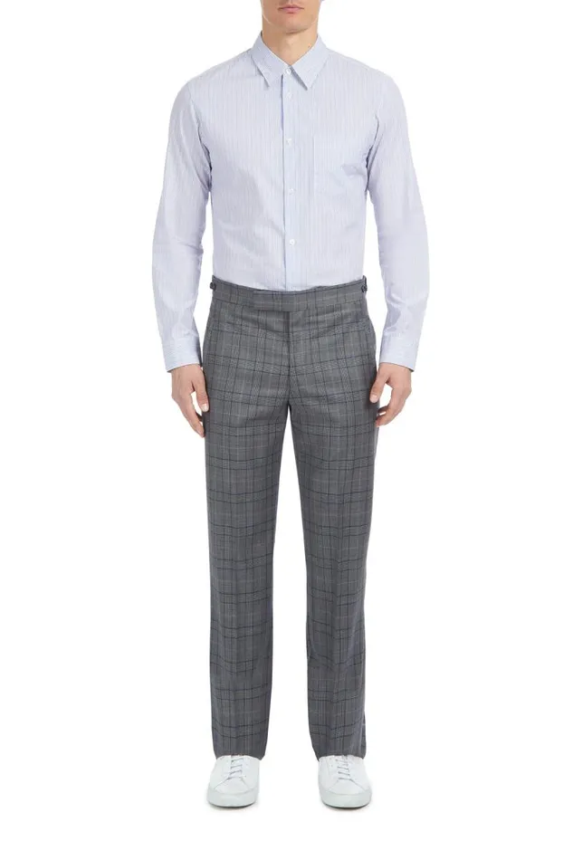 Gabriela Hearst Suits Men Sebastian Pant In BlueGrey Check Virgin Wool
