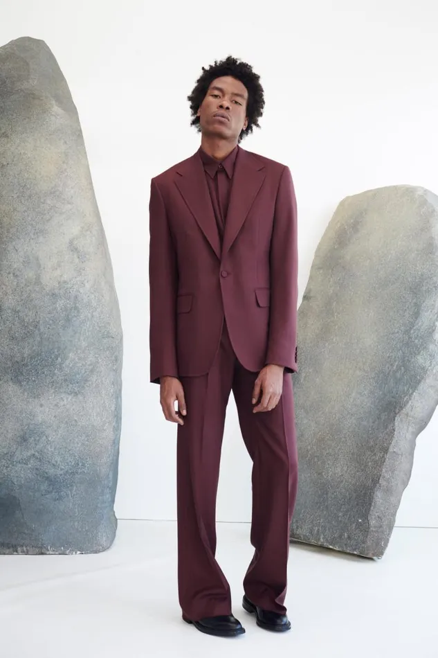 Gabriela Hearst Suits Men Vista Pant In Deep Bordeaux Virgin Wool Twill