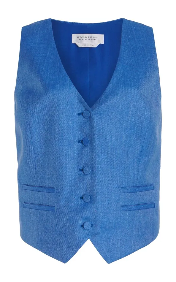 Gabriela Hearst Suits Women Coleridge Vest In Sapphire Virgin Wool And Silk Linen