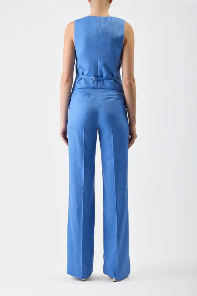 Gabriela Hearst Suits Women Coleridge Vest In Sapphire Virgin Wool And Silk Linen