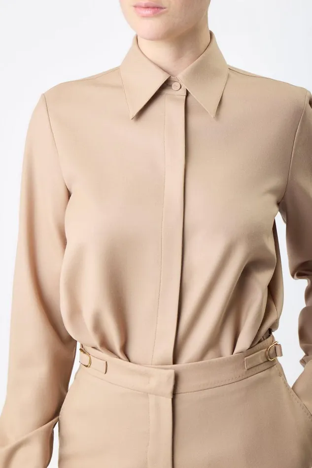 Gabriela Hearst Suits Women Etlin Shirt In Camel Virgin Wool Twill