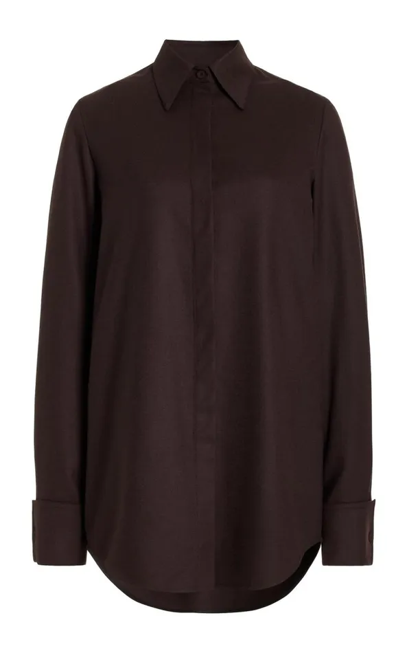 Gabriela Hearst Suits Women Etlin Shirt In Chocolate Superfine Wool