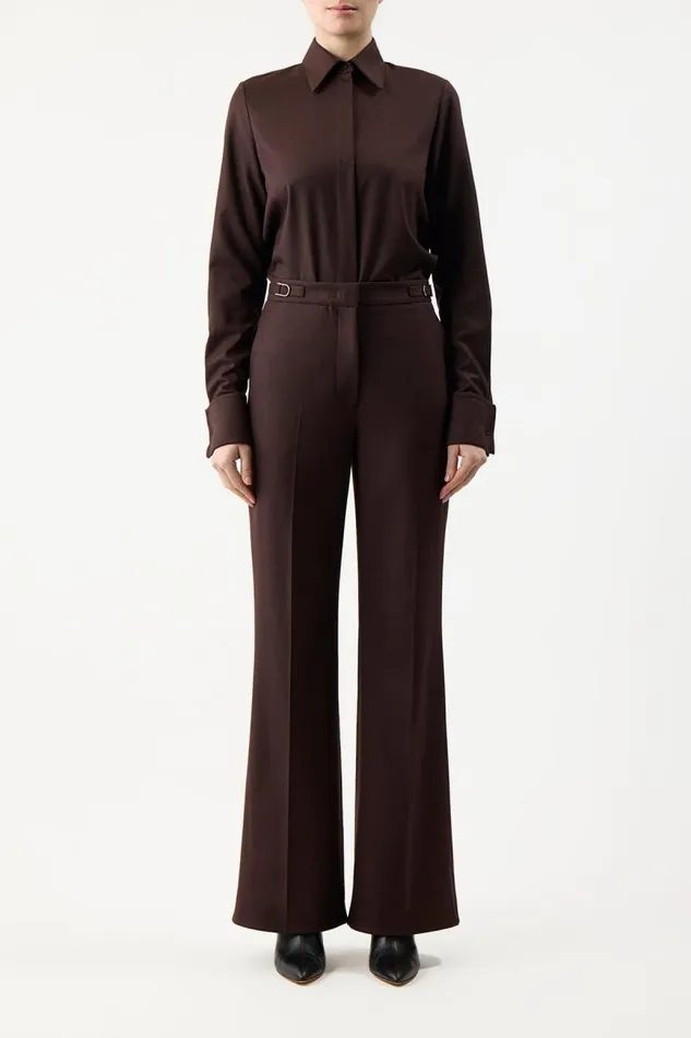 Gabriela Hearst Suits Women Etlin Shirt In Chocolate Superfine Wool