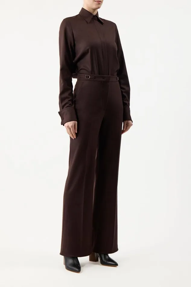 Gabriela Hearst Suits Women Etlin Shirt In Chocolate Superfine Wool