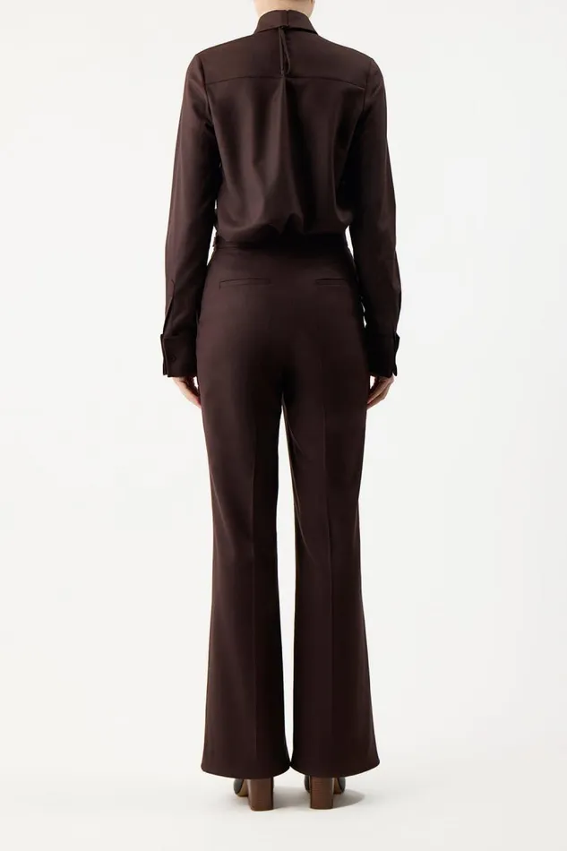 Gabriela Hearst Suits Women Etlin Shirt In Chocolate Superfine Wool